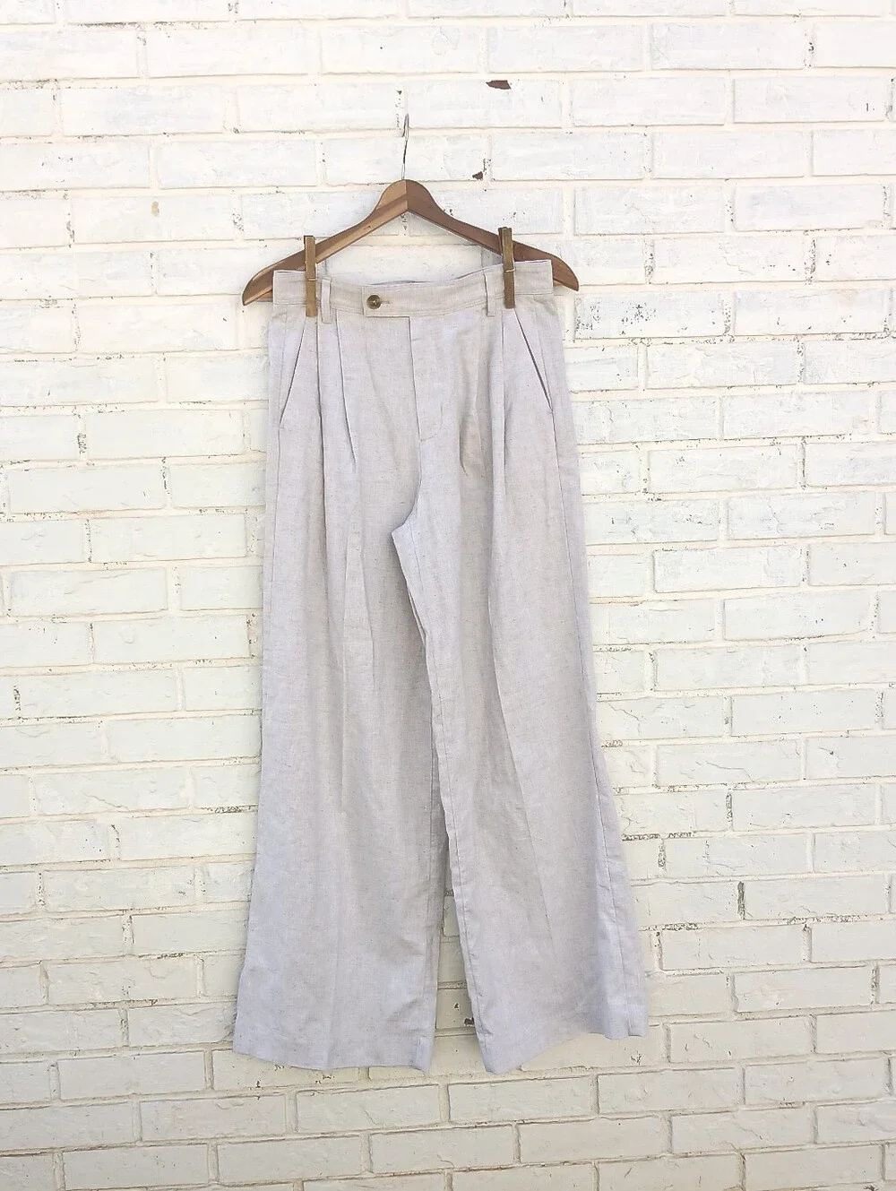NWT $100 Banana Republic Linen Blend Pleated Wide Leg Pants